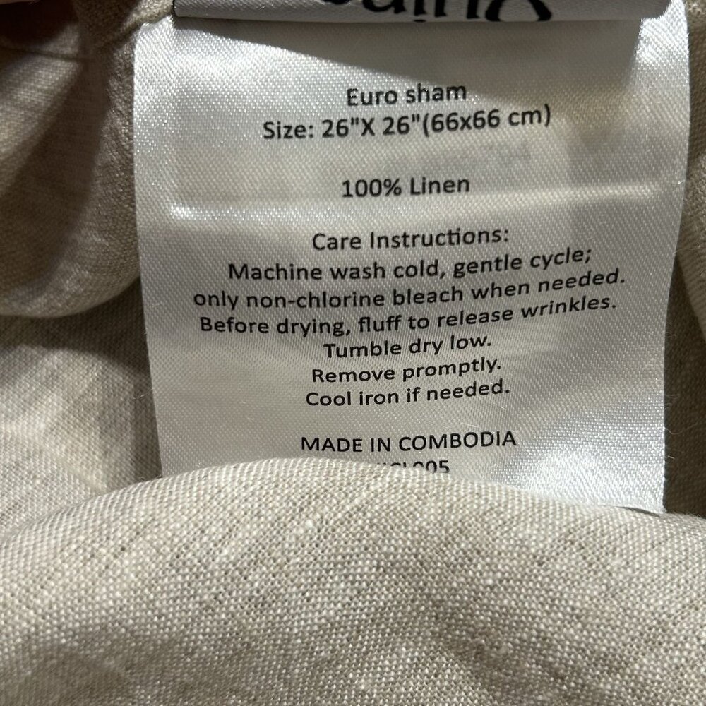 NWOT Quince European Linen Euro Sham Natural Chambray 26x26 Pillow Case - Picture 4 of 9